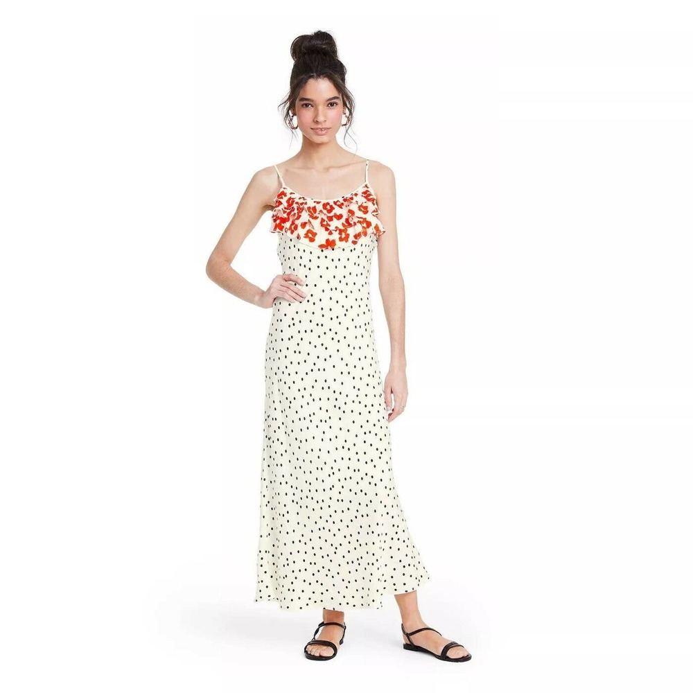 NWT Rixo X Target polka dot floral maxi dress ruffle XS